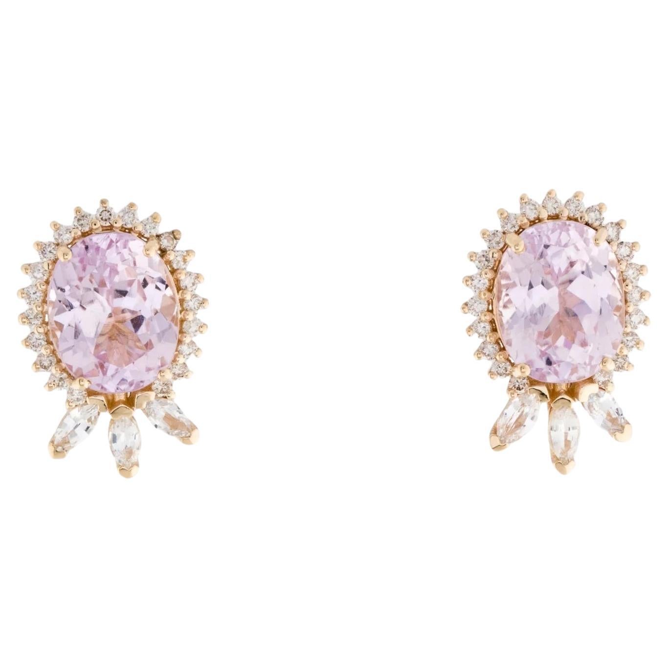 Pendientes de oro amarillo de 14 quilates con kunzita, zafiro y diamantes  Marquesa Brillante