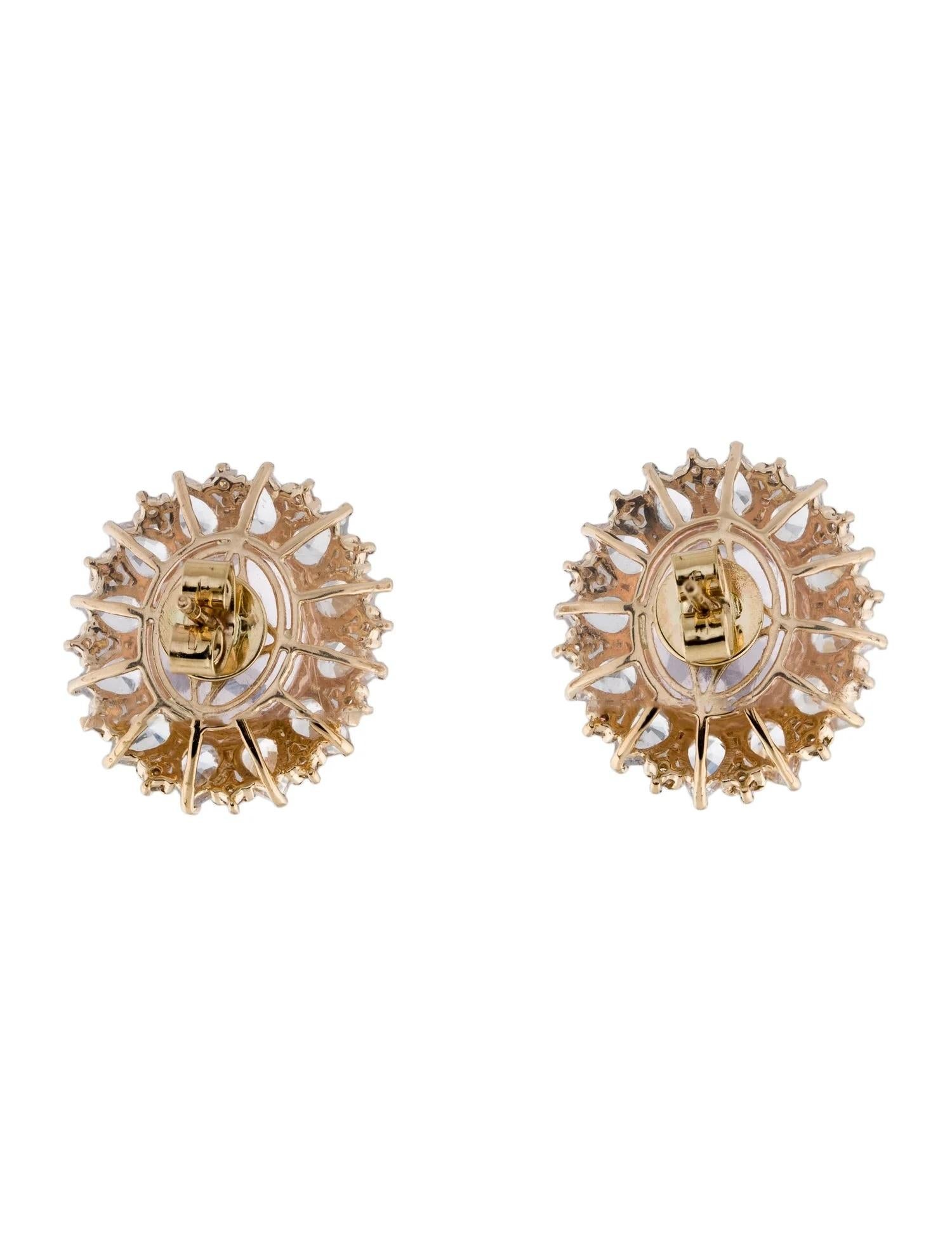 Artiste Clous d'oreilles en or jaune 14 carats, kunzite, saphir et diamant  Brilli modifié poire en vente