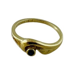 14K Yellow Gold Lab Created Round Sapphire Band Size 7.5 #15623