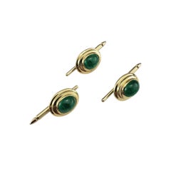 14K Yellow Gold Lab Grown Emerald Button Covers Set of 3 #21198