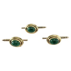 Set von 3 14K Gelbgold Lab Grown Smaragd-Knopfleistenbezügen #21198, Lab Grown