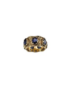 14K Yellow Gold Lab-Grown Sapphire Band Ring Size 9.75 Certified #25016