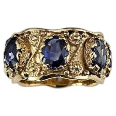 14K Yellow Gold Lab-Grown Sapphire Band Ring Size 9.75 Certified #25016