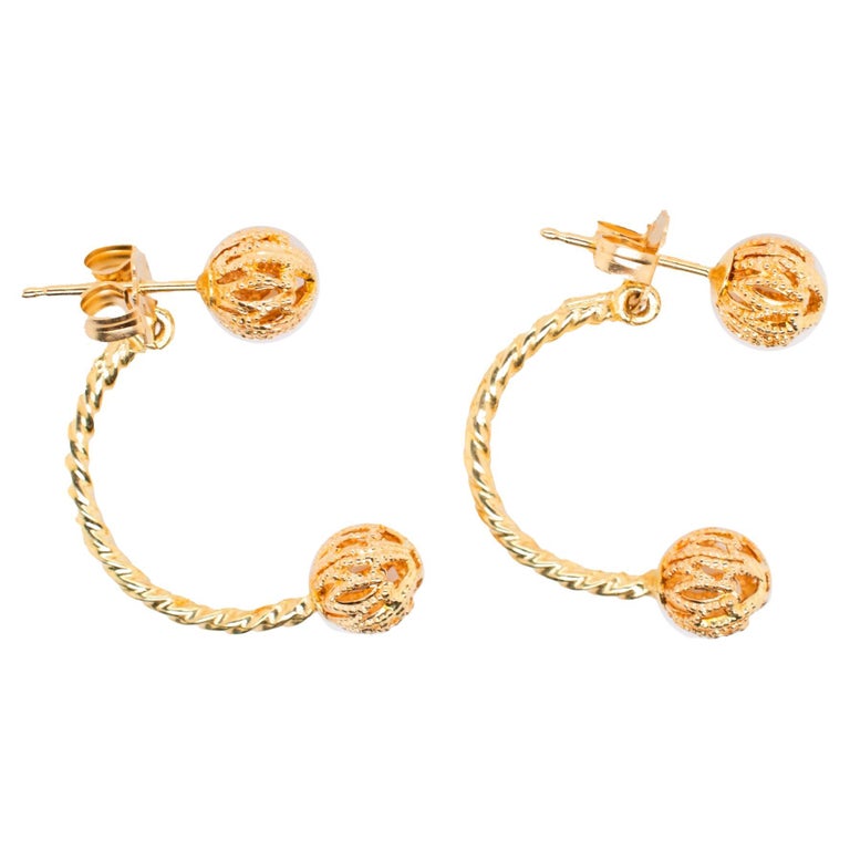 14K Yellow Gold Ladies Backward Half Hoop Earrings For Sale at 1stDibs
