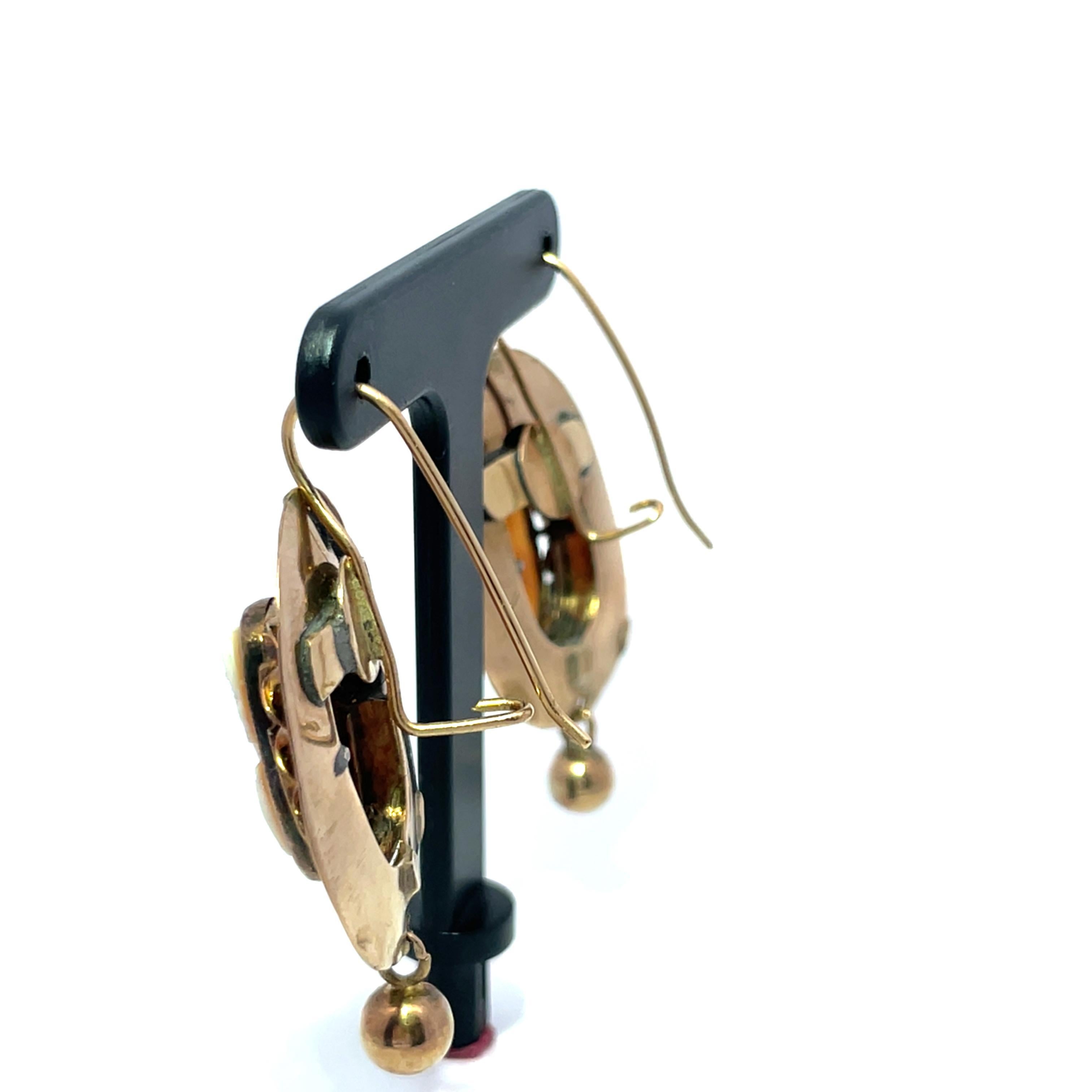 Pendientes Antiguos Camafeo de Oro Amarillo de 14k para Señoras en venta 4