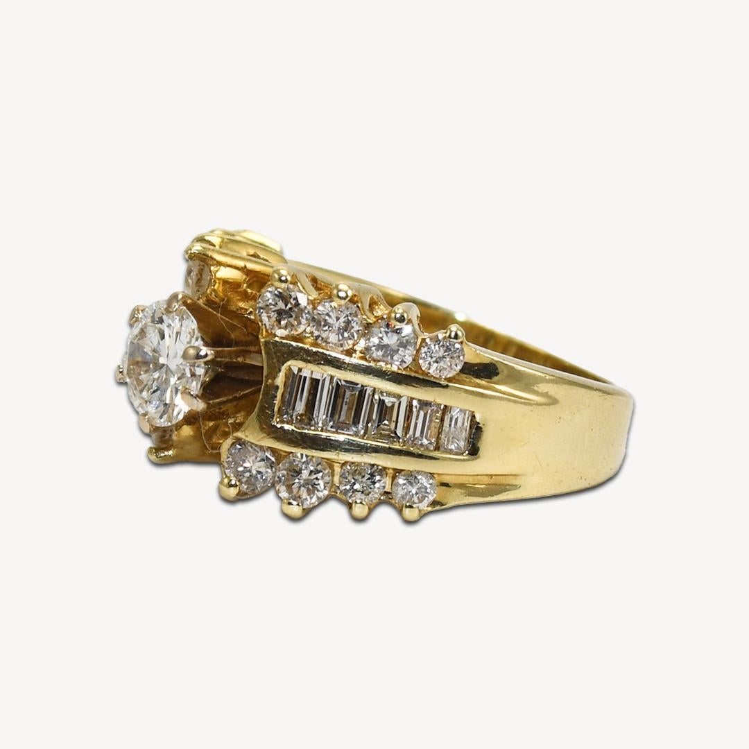 14K Yellow Gold Ladies Diamond Engagement Ring 1.60ct For Sale 1