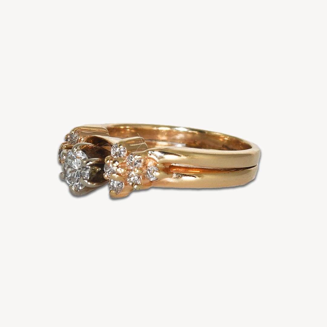 14K Yellow Gold Ladies Diamond Ring 0.45ct In Excellent Condition For Sale In Laguna Beach, CA