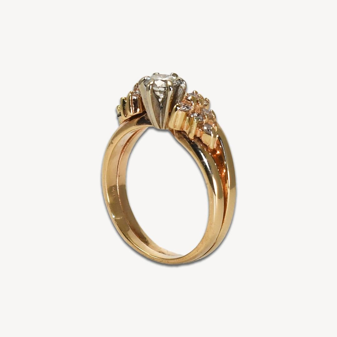Women's or Men's 14K Yellow Gold Ladies Diamond Ring 0.45ct For Sale
