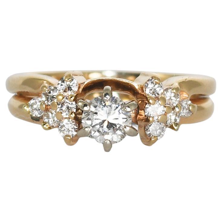14K Yellow Gold Ladies Diamond Ring 0.45ct For Sale