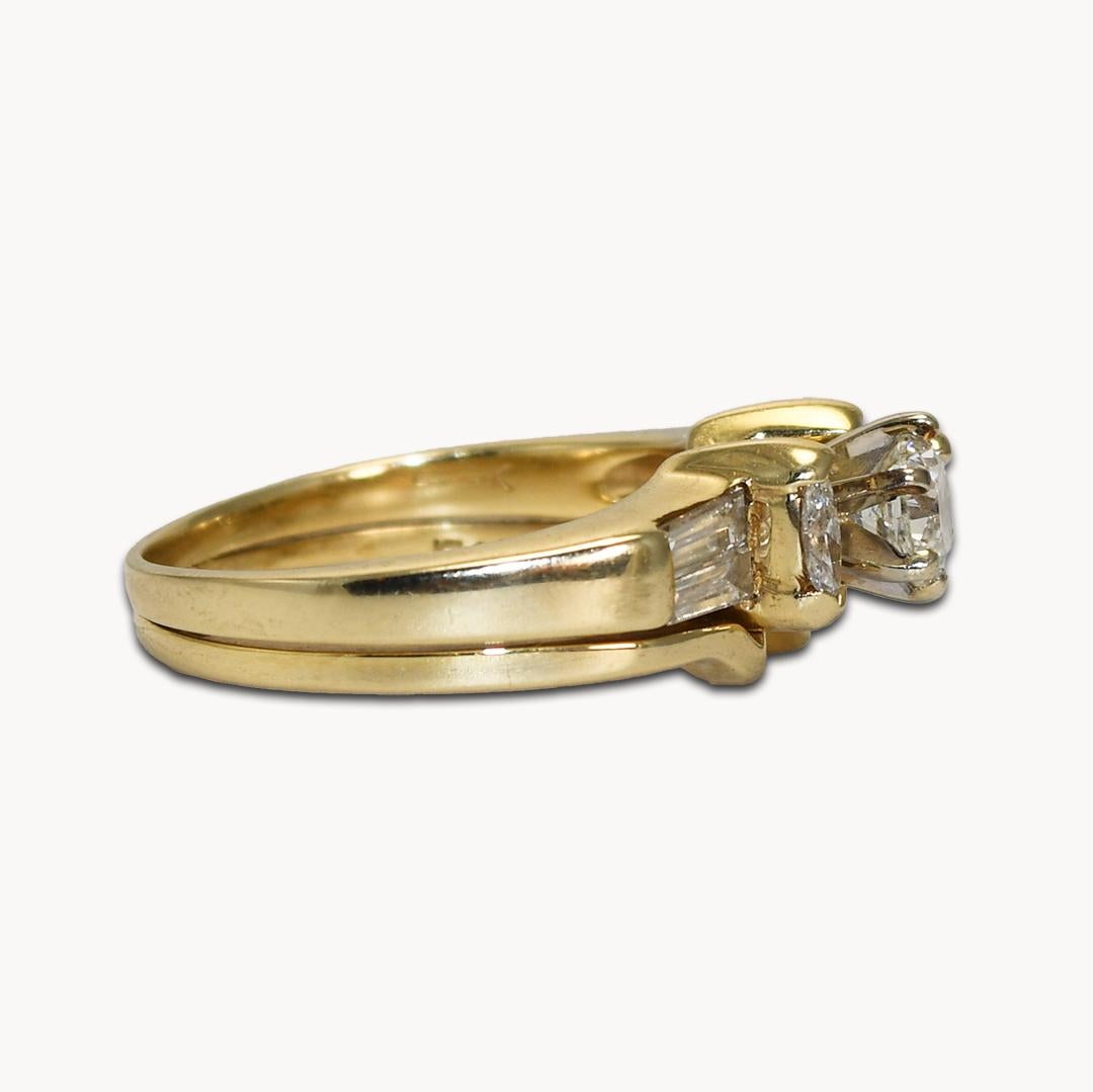 Round Cut 14K Yellow Gold Ladies' Diamond Ring Set For Sale