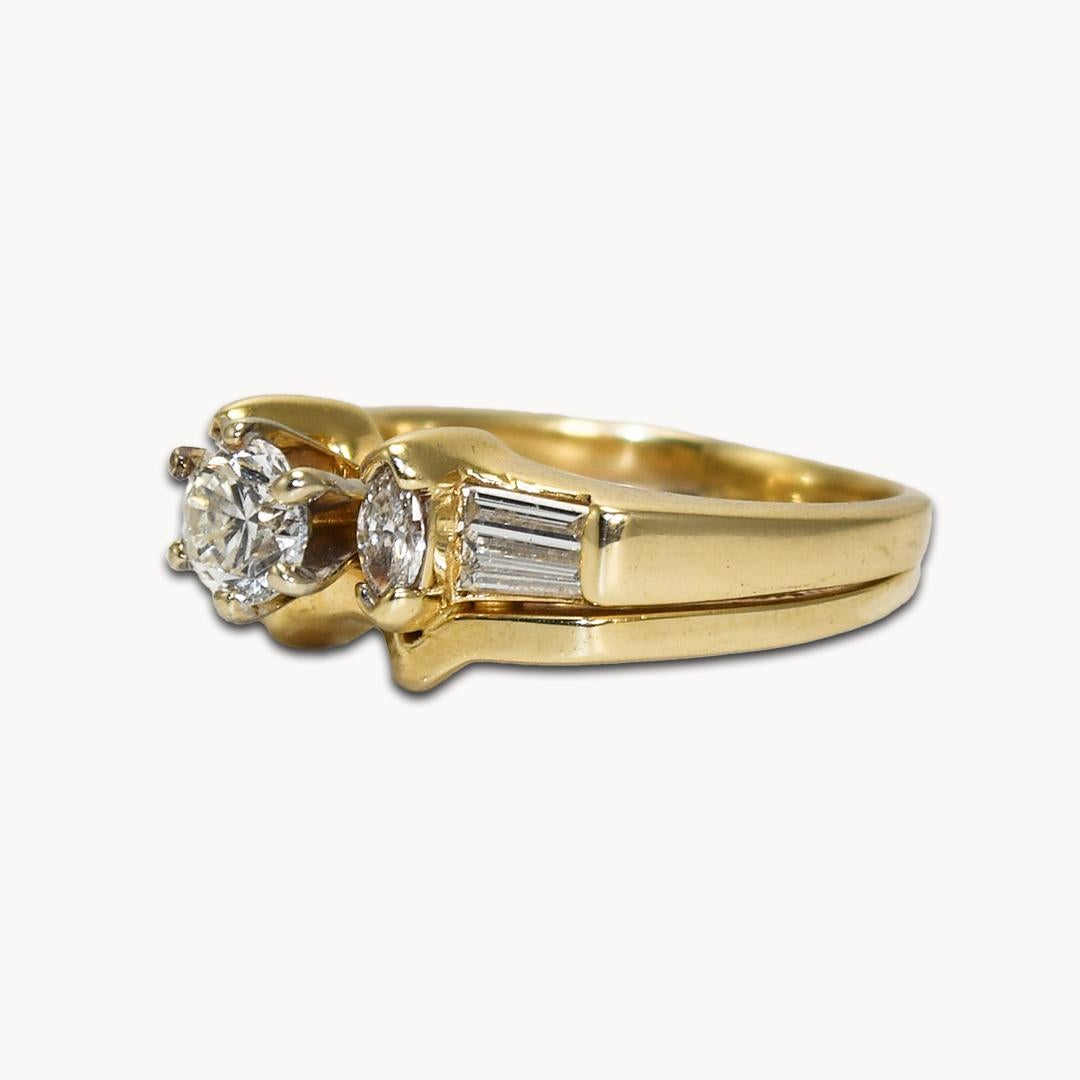 14K Yellow Gold Ladies' Diamond Ring Set For Sale 1