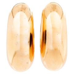 14K Yellow Gold Ladies Hollow C Hoop Earrings