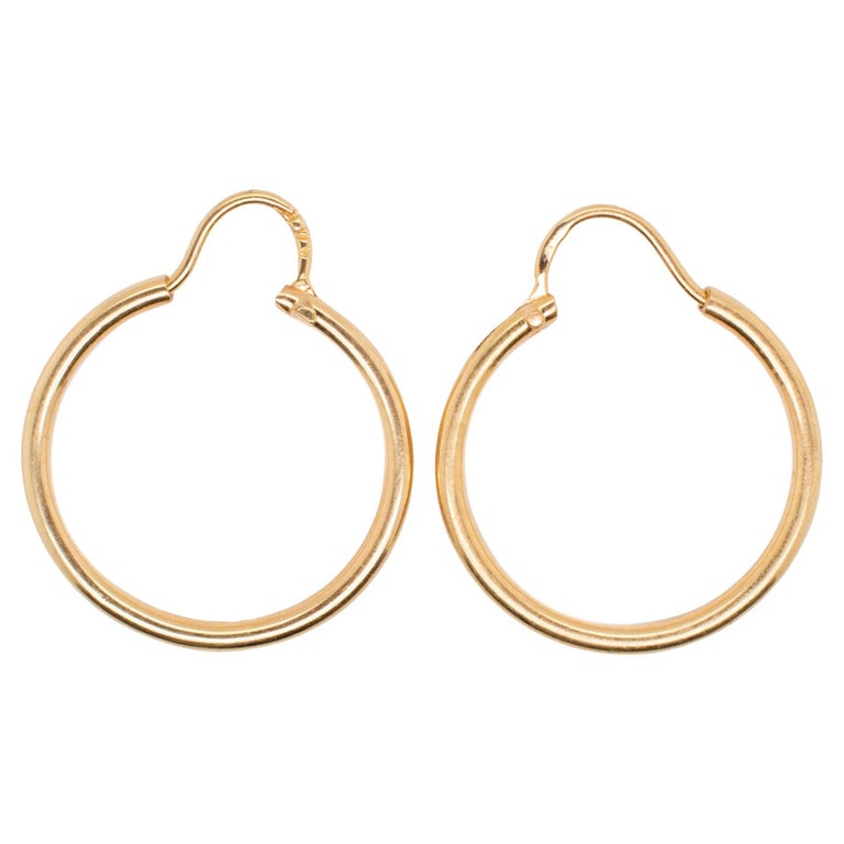 14K Yellow Gold Ladies Hoops Earrings For Sale at 1stDibs