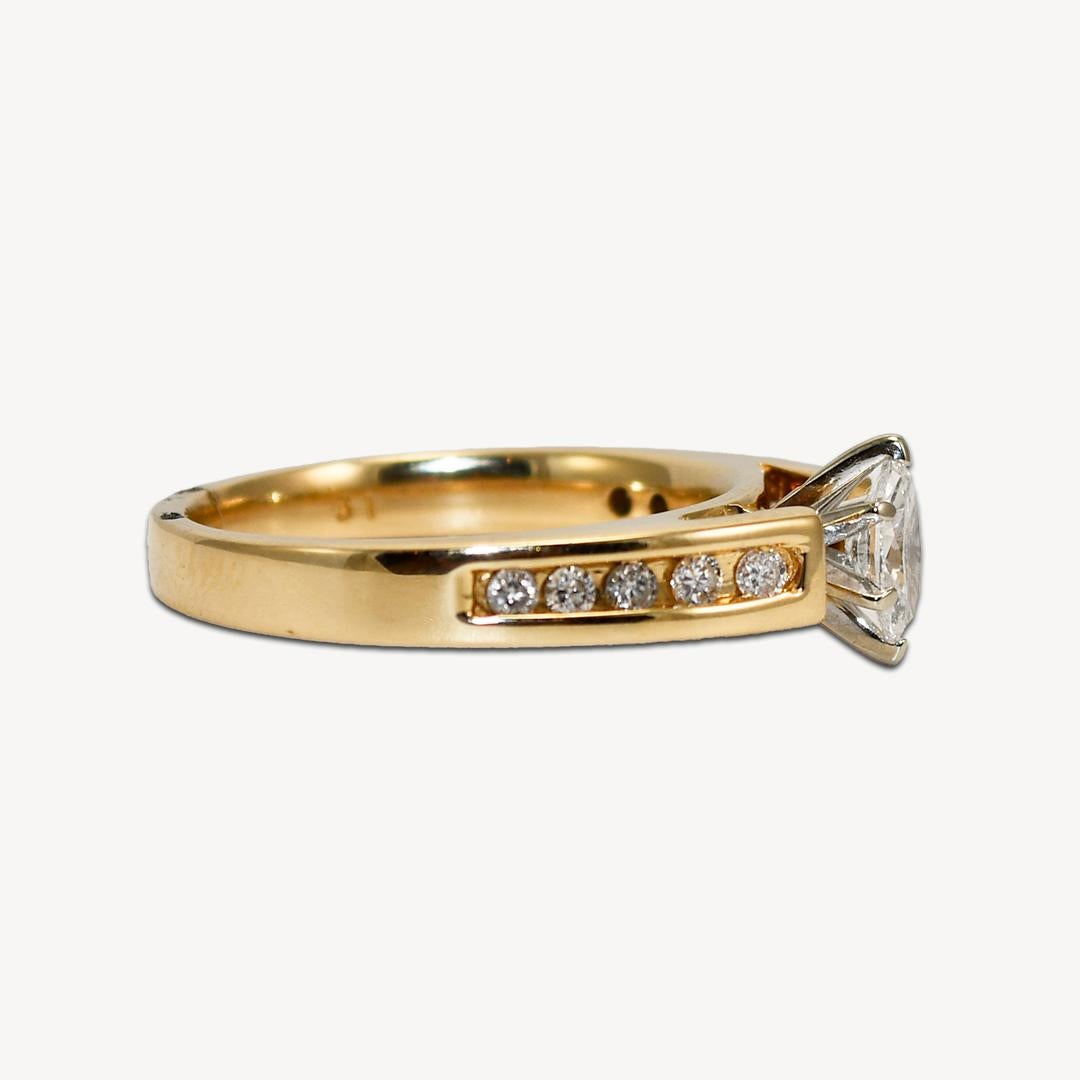 Marquise Cut 14K Yellow Gold Ladies Marquise Shaped Diamond Ring For Sale