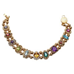 14k Yellow Gold Ladies Multi-Stone Bracelet, 8 inches - 27.1g