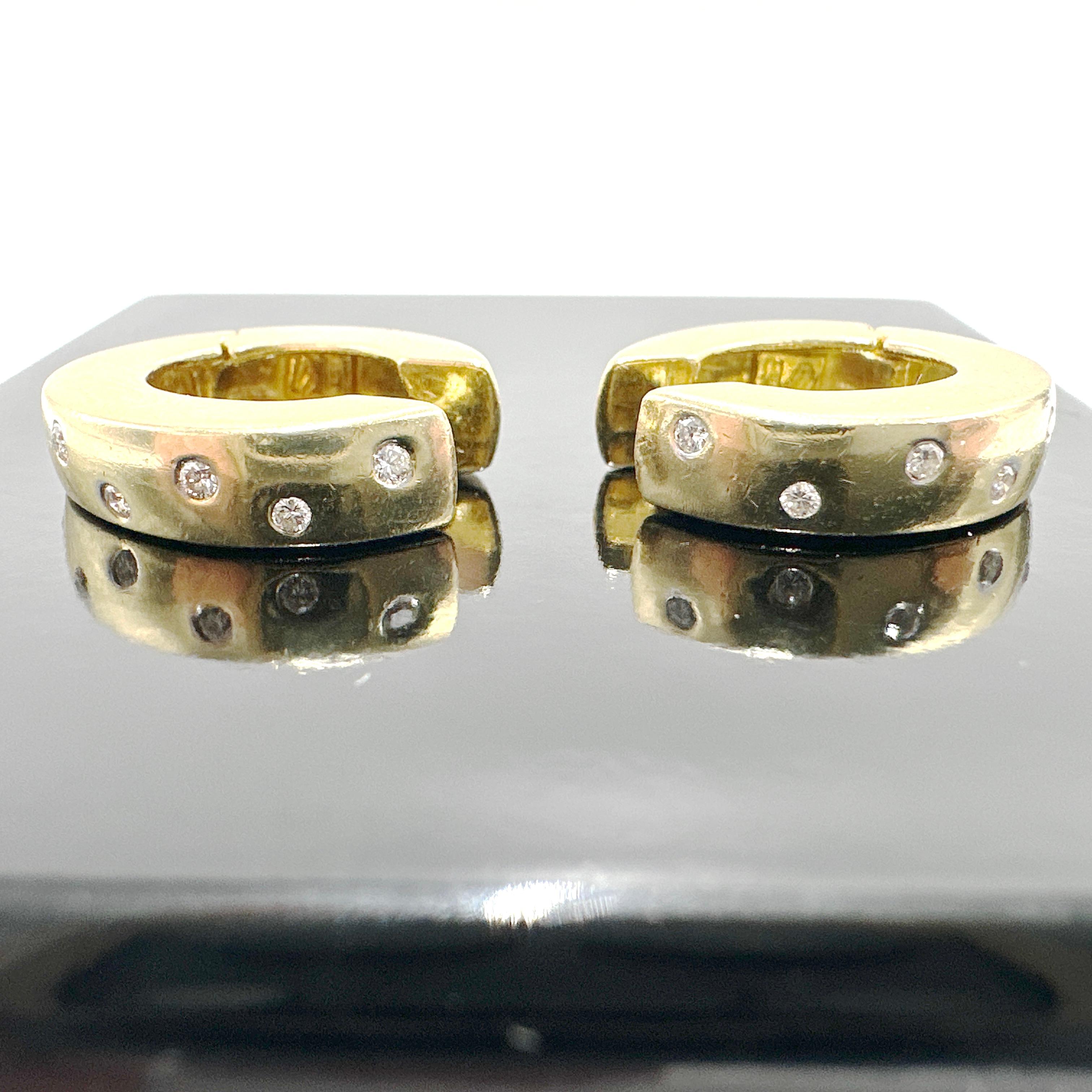 14k Yellow Gold Ladies Natural VS F-G Diamond Hoop Earrings. 0.18TCW For Sale 4