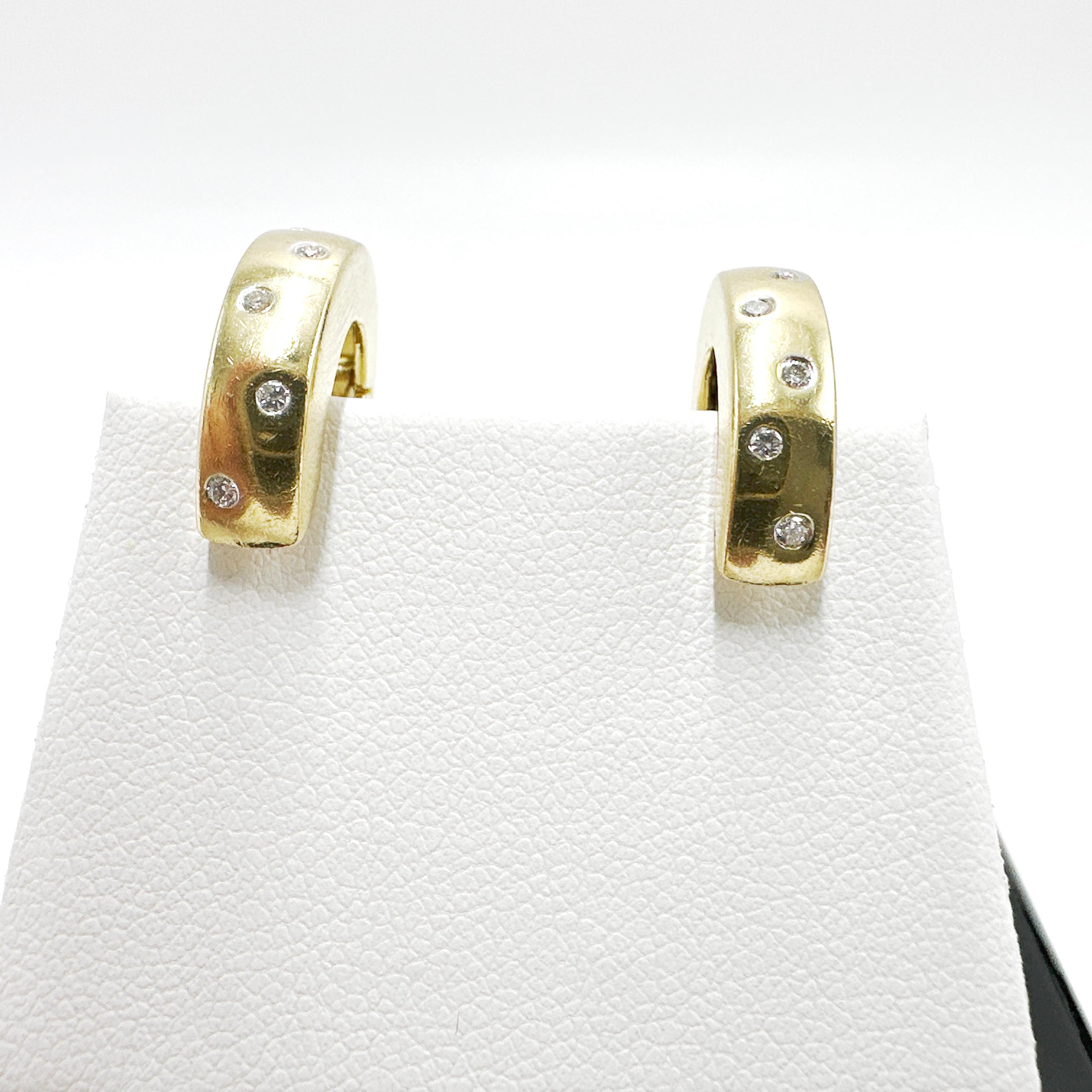 14k Yellow Gold Ladies Natural VS F-G Diamond Hoop Earrings. 0.18TCW For Sale 5