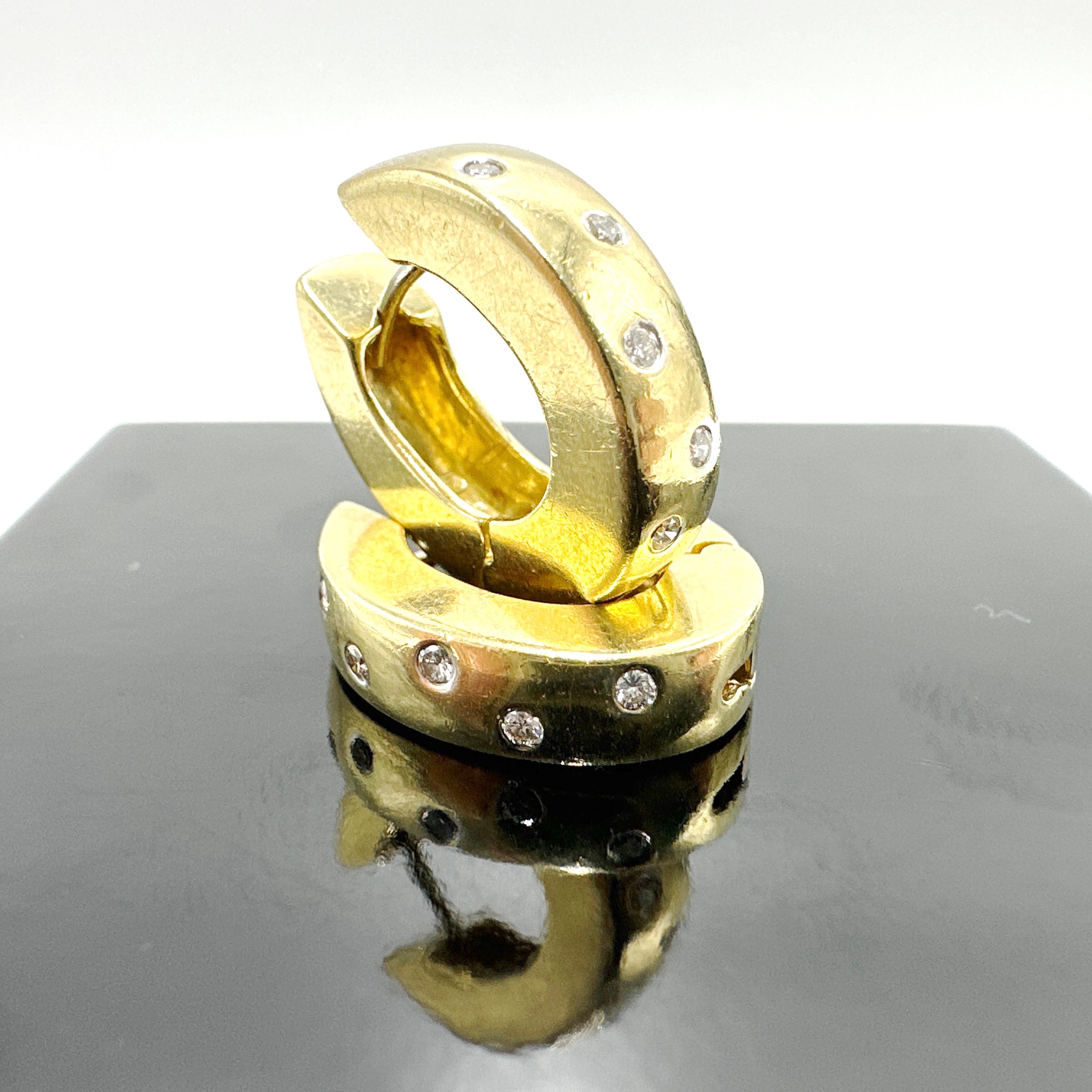 14k Yellow Gold Ladies Natural VS F-G Diamond Hoop Earrings. 0.18TCW For Sale 6