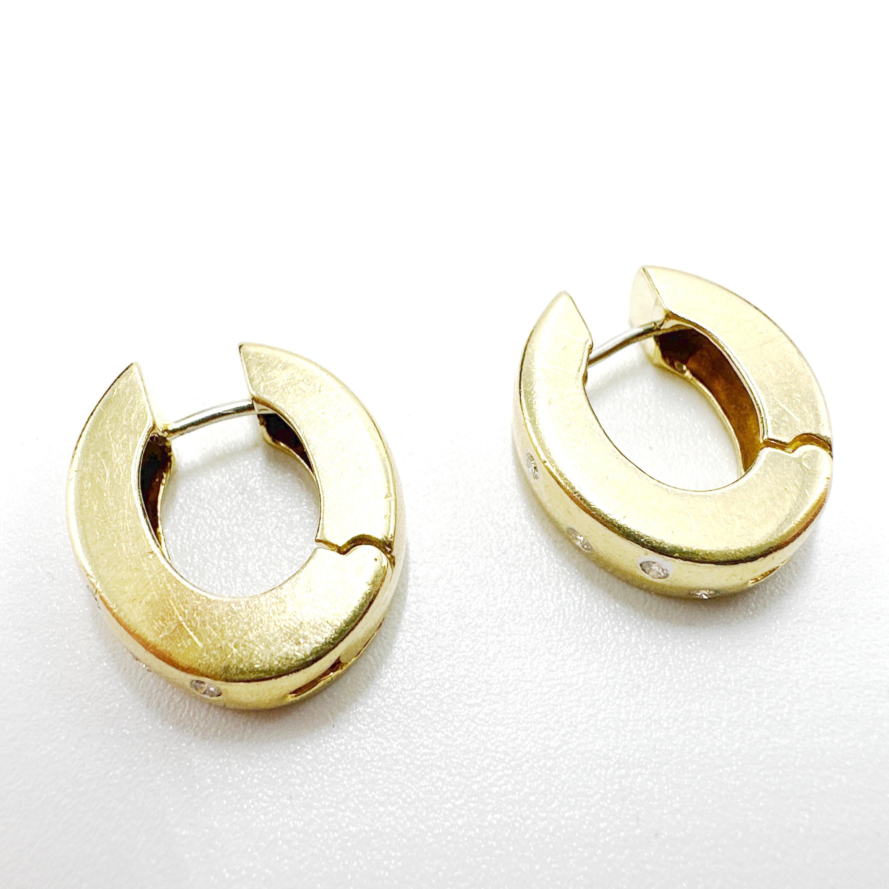 14k Yellow Gold Ladies Natural VS F-G Diamond Hoop Earrings. 0.18TCW For Sale 2