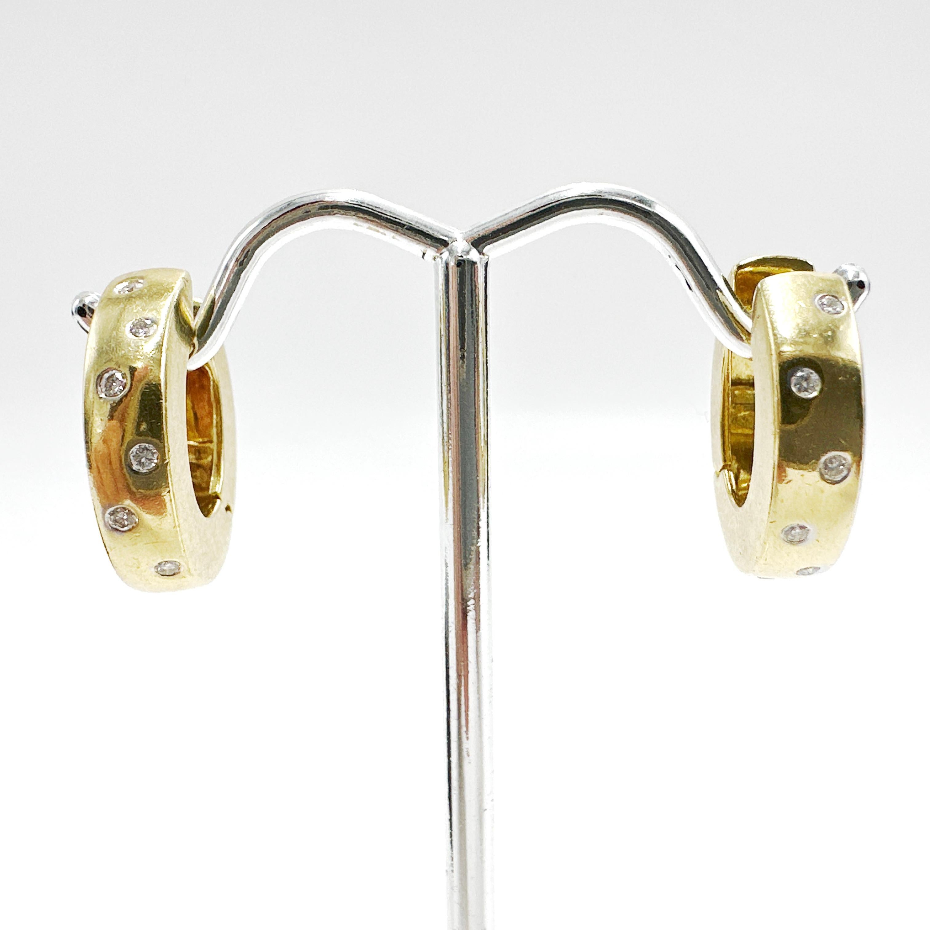 14k Yellow Gold Ladies Natural VS F-G Diamond Hoop Earrings. 0.18TCW For Sale 3