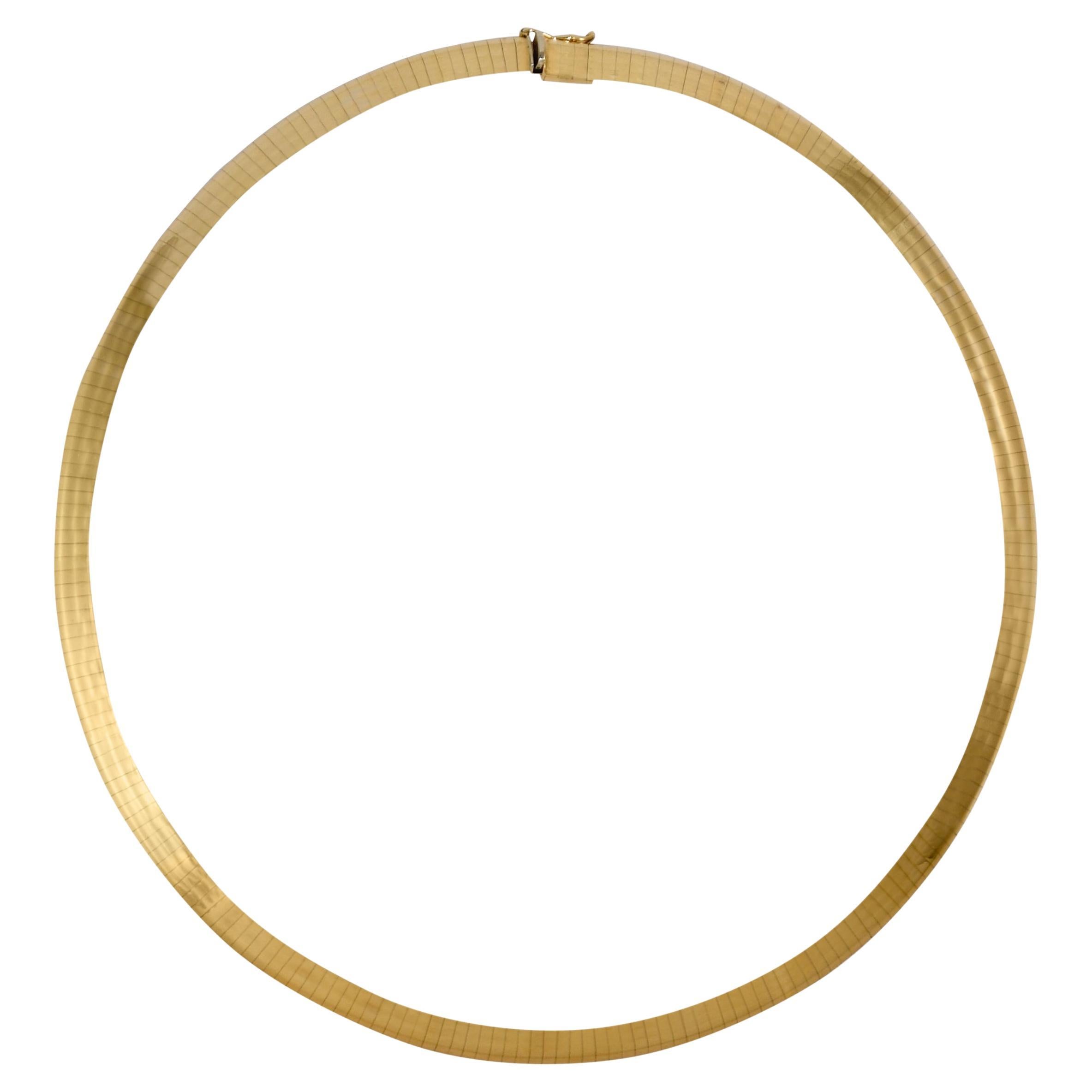 14K Yellow Gold Ladies' Omega Necklace, 27.2g For Sale