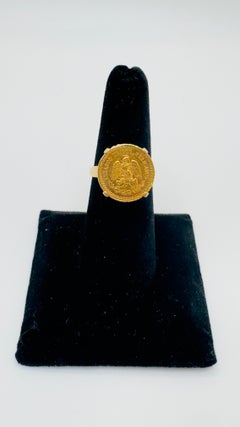 14K Yellow Gold Ladies Ring with 2.5 Peso Mexican Coin, Size 7.5