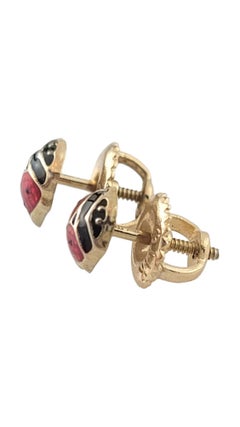 14K Yellow Gold Lady Bug Screw Back Earrings #16383