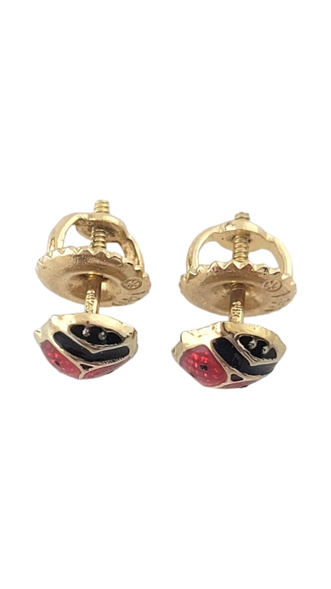 14K Yellow Gold Lady Bug Screw Back Earrings #16383 In Good Condition In Washington Depot, CT