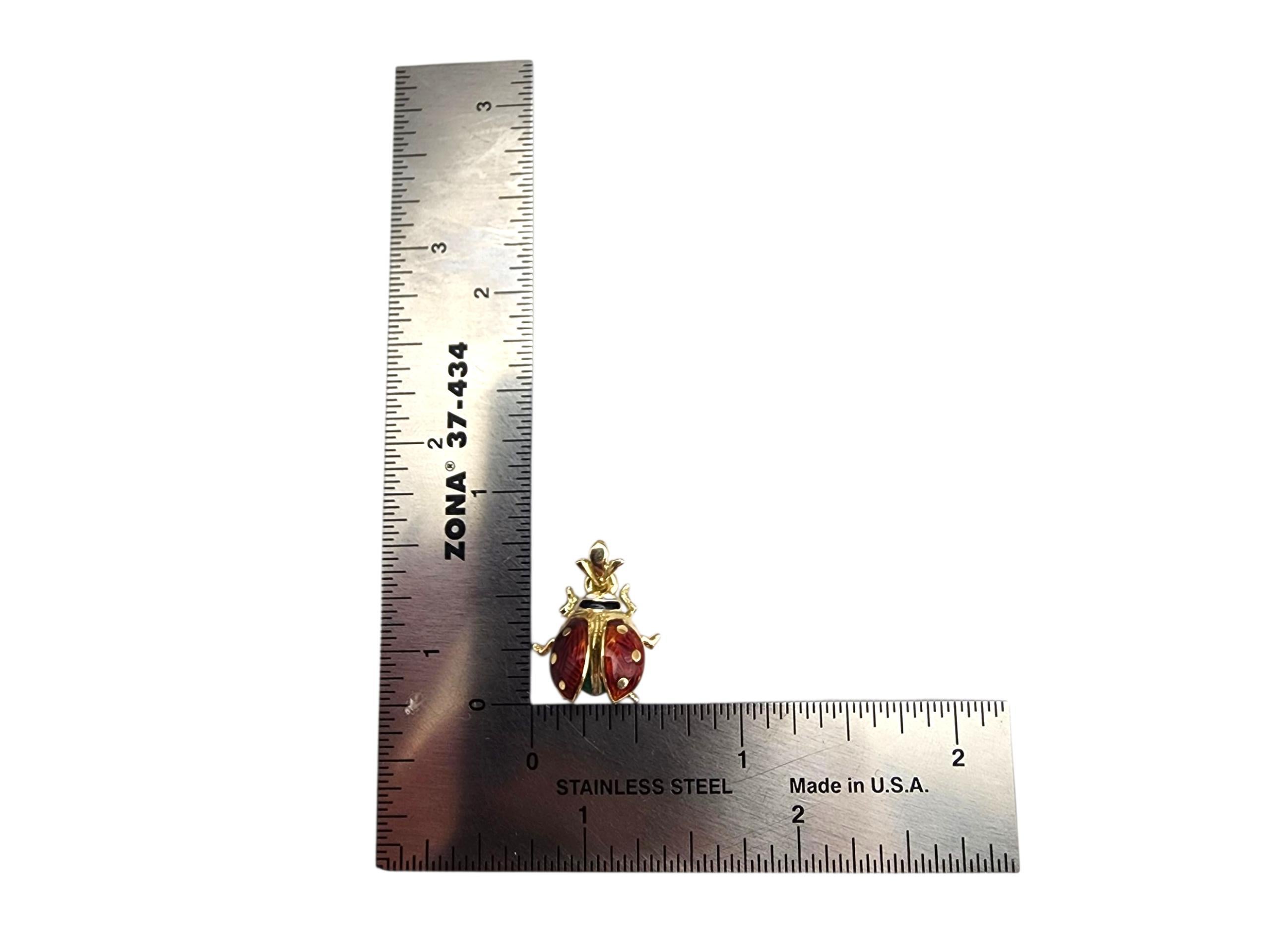 Pendentif coccinelle en or jaune 14K #22759 en vente 4