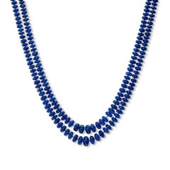 14K Yellow Gold & Lapis Bead Double Strand Necklace by Paula Crevoshay