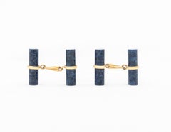 14K Yellow Gold Lapis Cufflinks
