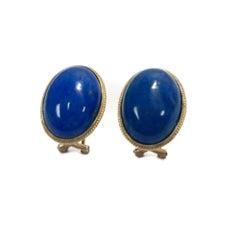 14k Yellow Gold Lapis Lazuli Earrings
