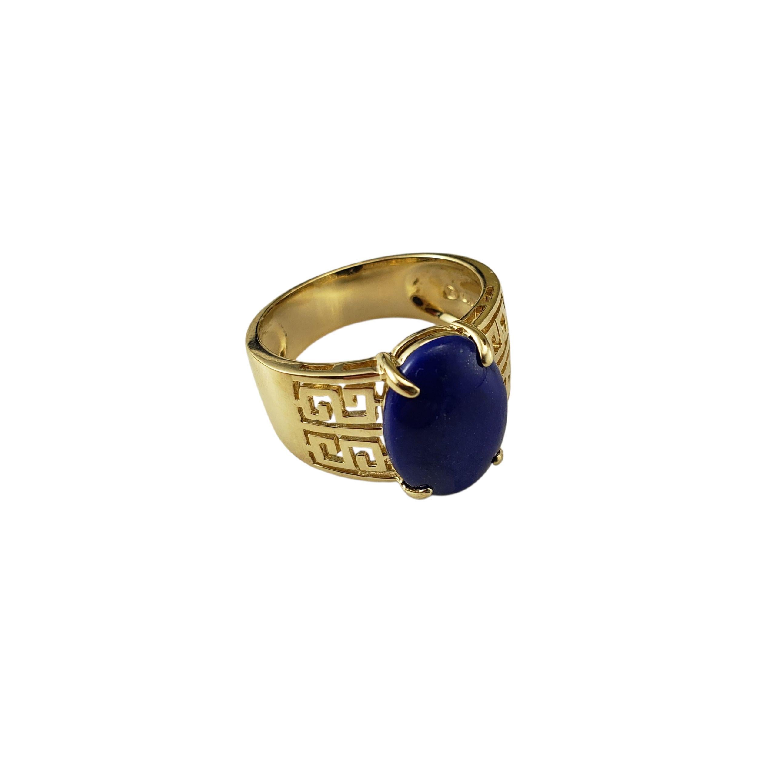 14K Gelbgold Lapis Lazuli griechischen Schlüssel Ring Größe 8,5 #22443 (Ovalschliff) im Angebot