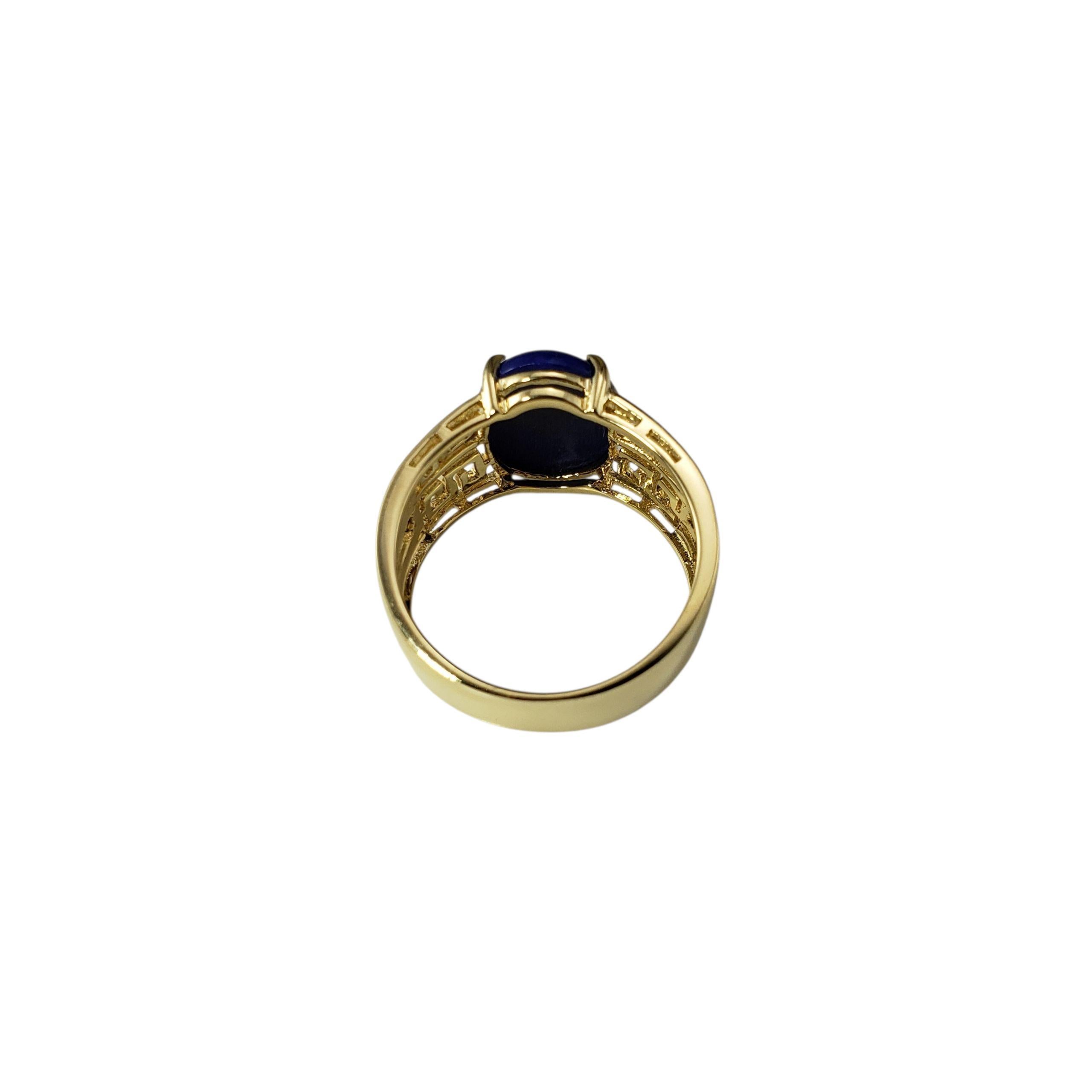 14K Gelbgold Lapis Lazuli griechischen Schlüssel Ring Größe 8,5 #22443 Damen im Angebot