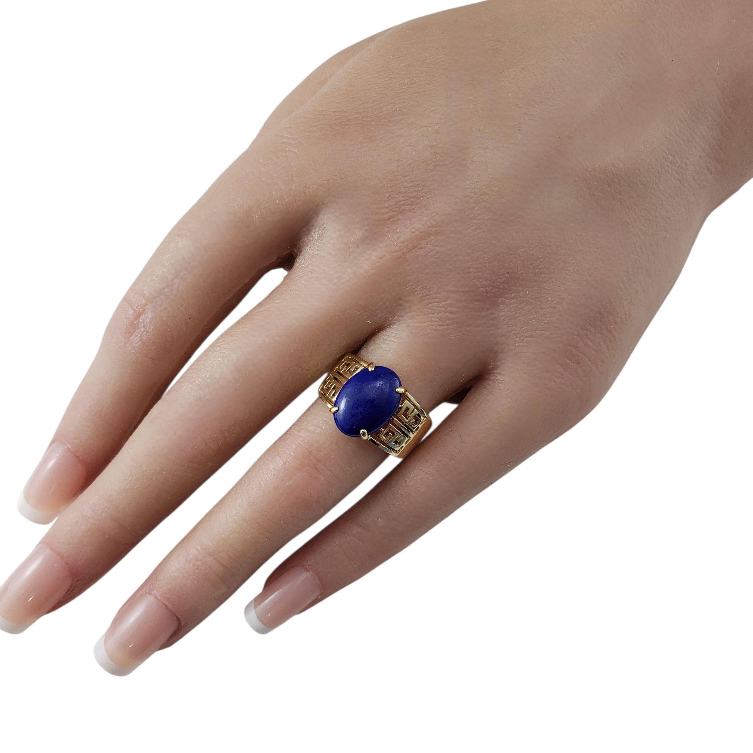 14K Gelbgold Lapis Lazuli griechischen Schlüssel Ring Größe 8,5 #22443 im Angebot 2