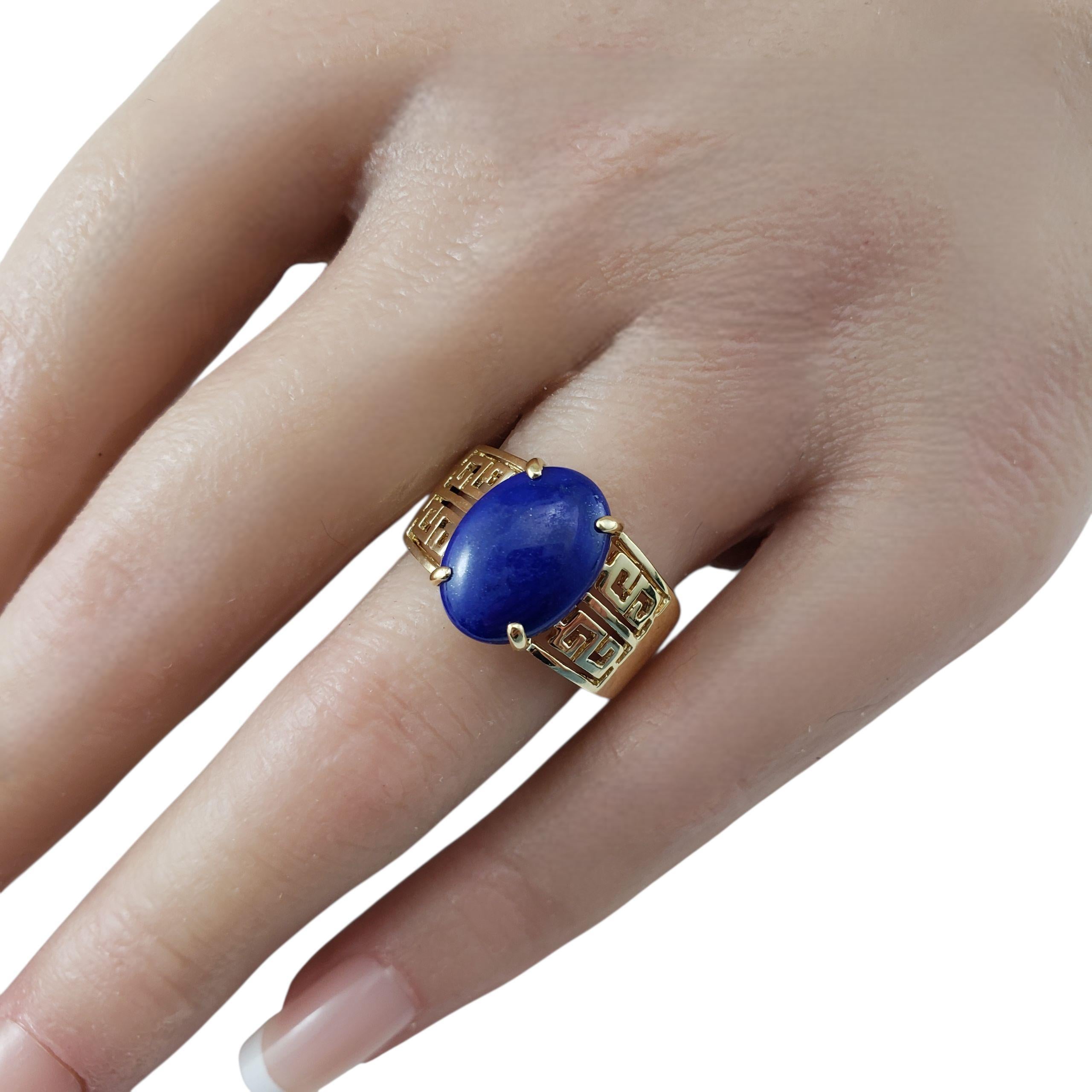 14K Gelbgold Lapis Lazuli griechischen Schlüssel Ring Größe 8,5 #22443 im Angebot 3