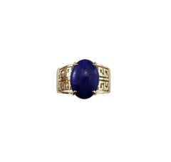 14K Yellow Gold Lapis Lazuli Greek Key Ring Size 8.5 #22443