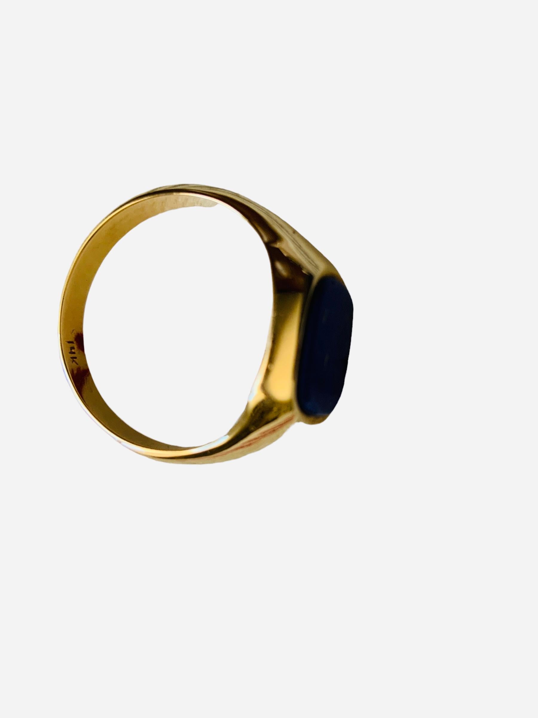 14K Gelb  Gold Lapislazuli Siegelring im Zustand „Gut“ in Guaynabo, PR