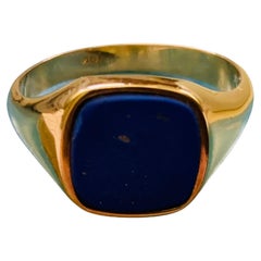 Jaune 14K  Bague de signalisation lapis-lazuli