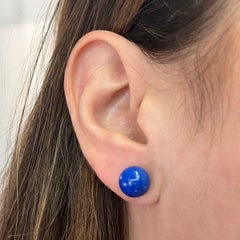 14K Yellow Gold Lapis Lazuli Stud Earrings, 10mm Classic Design