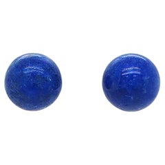 14K Yellow Gold Lapis Lazuli Stud Earrings, 10mm Classic Design