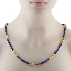14K Yellow Gold Lapis Necklace MF06-021726