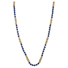 14K Yellow Gold Lapis Necklace MF06-021726