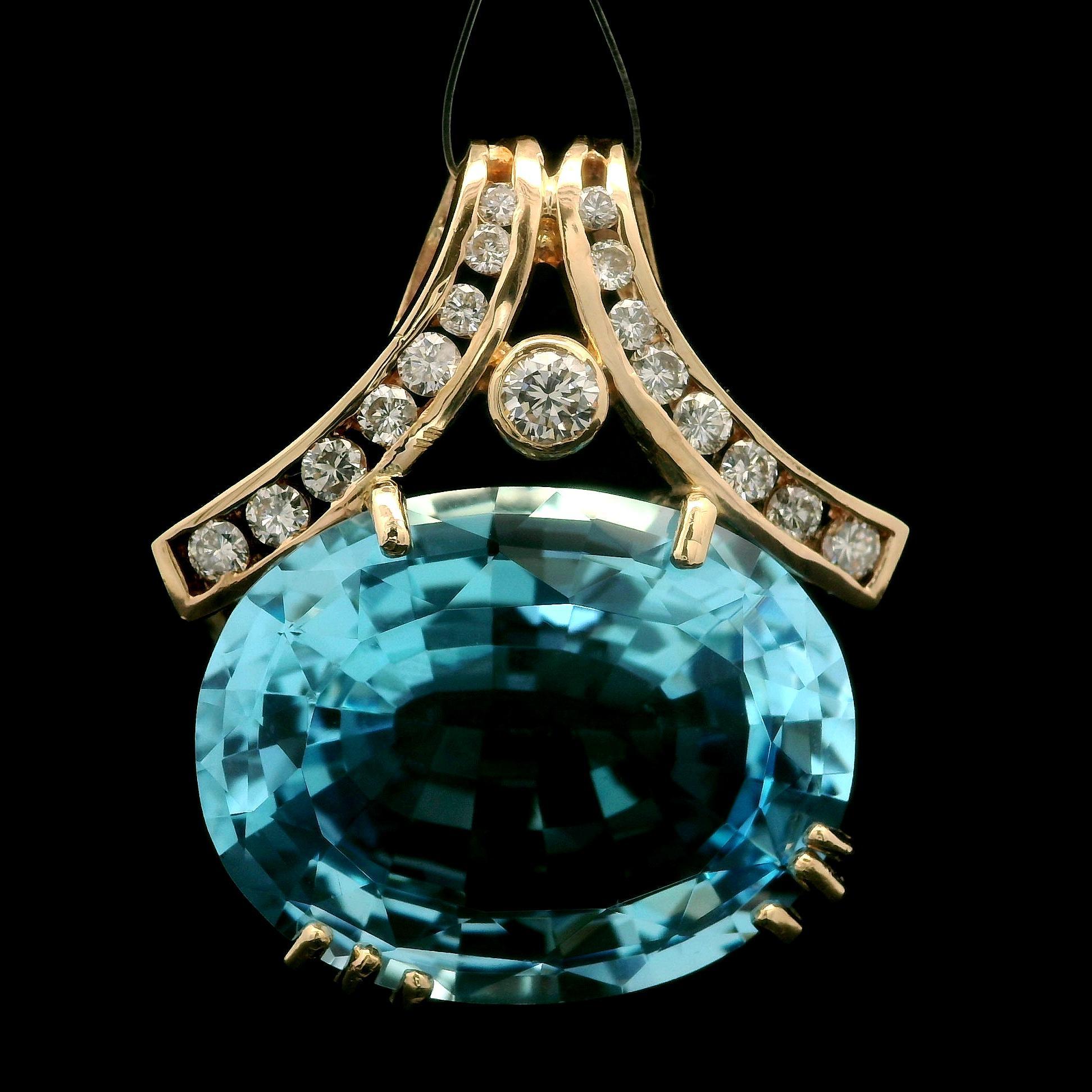 --Pietre: --
(1) Topazio naturale autentico - taglio ovale - incastonato a più punte - colore blu molto acceso - 25,4x20 mm (circa)
(17) Diamanti Nature autentici - Taglio tondo brillante - Incastonatura e castone - Colore H. H. - Purezza SI1-I1 -