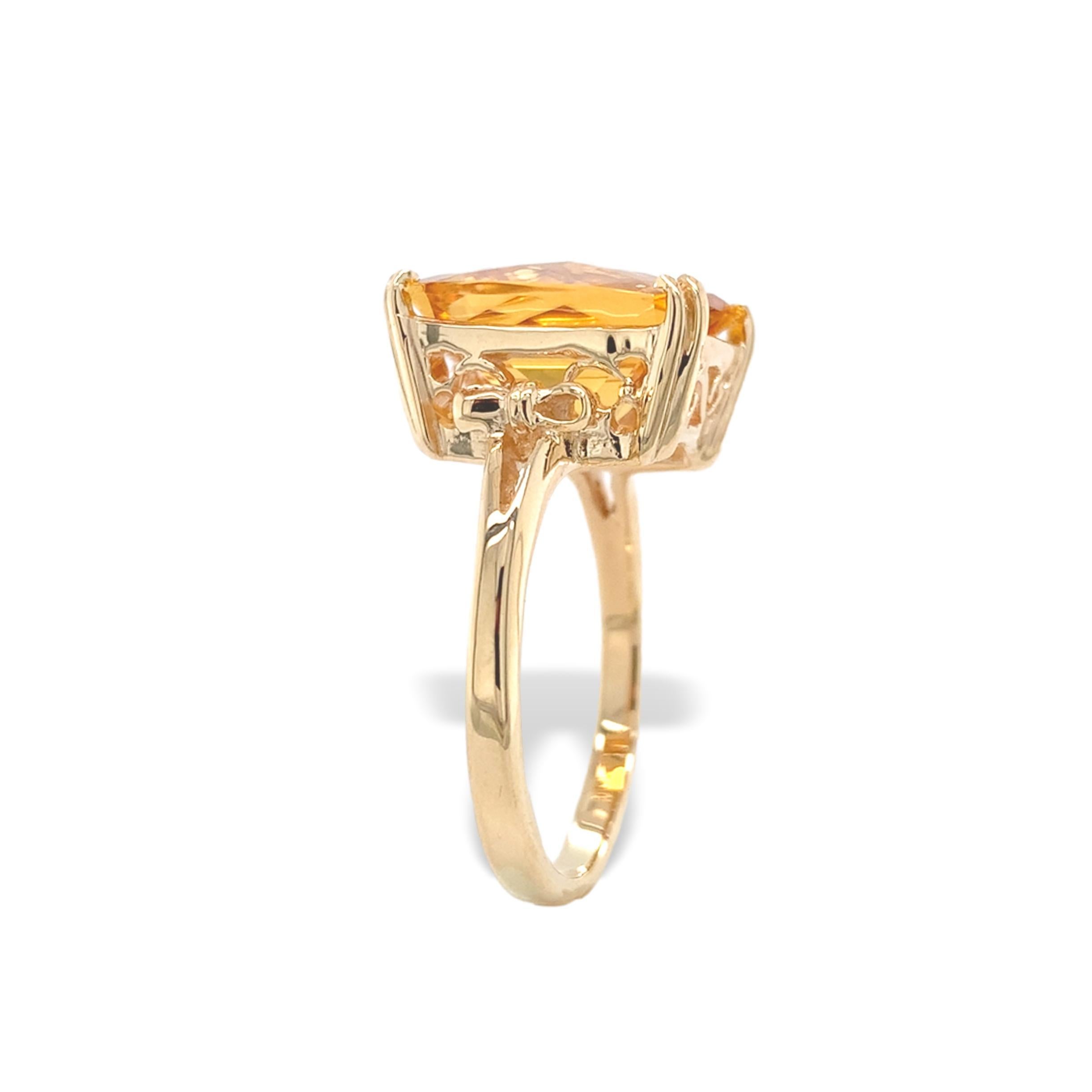 Contemporain Bague en or jaune 14K avec citrine de 7,97 carats et motifs de nœuds taille 10 en vente