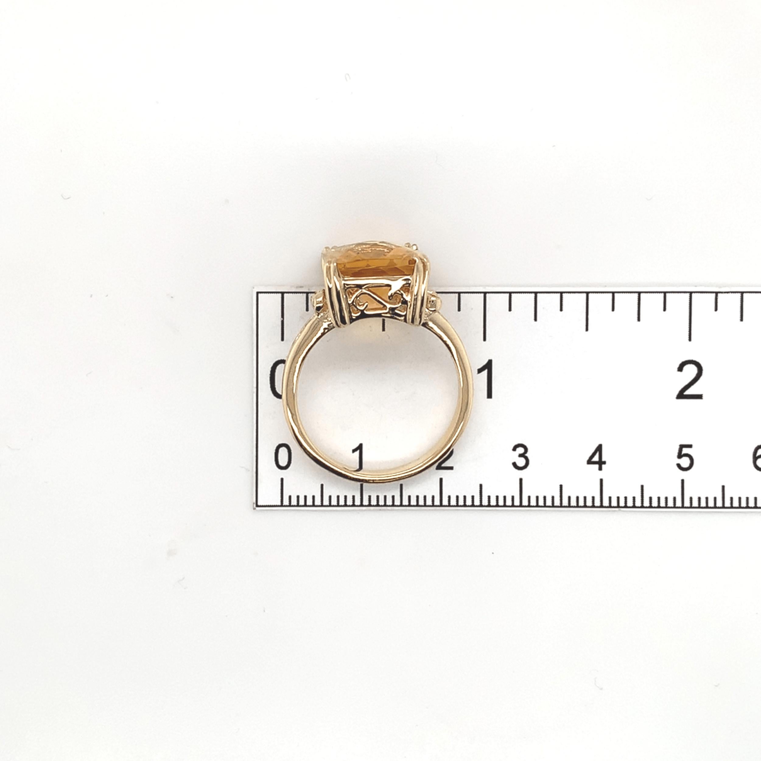 Bague en or jaune 14K avec citrine de 7,97 carats et motifs de nœuds taille 10 en vente 3