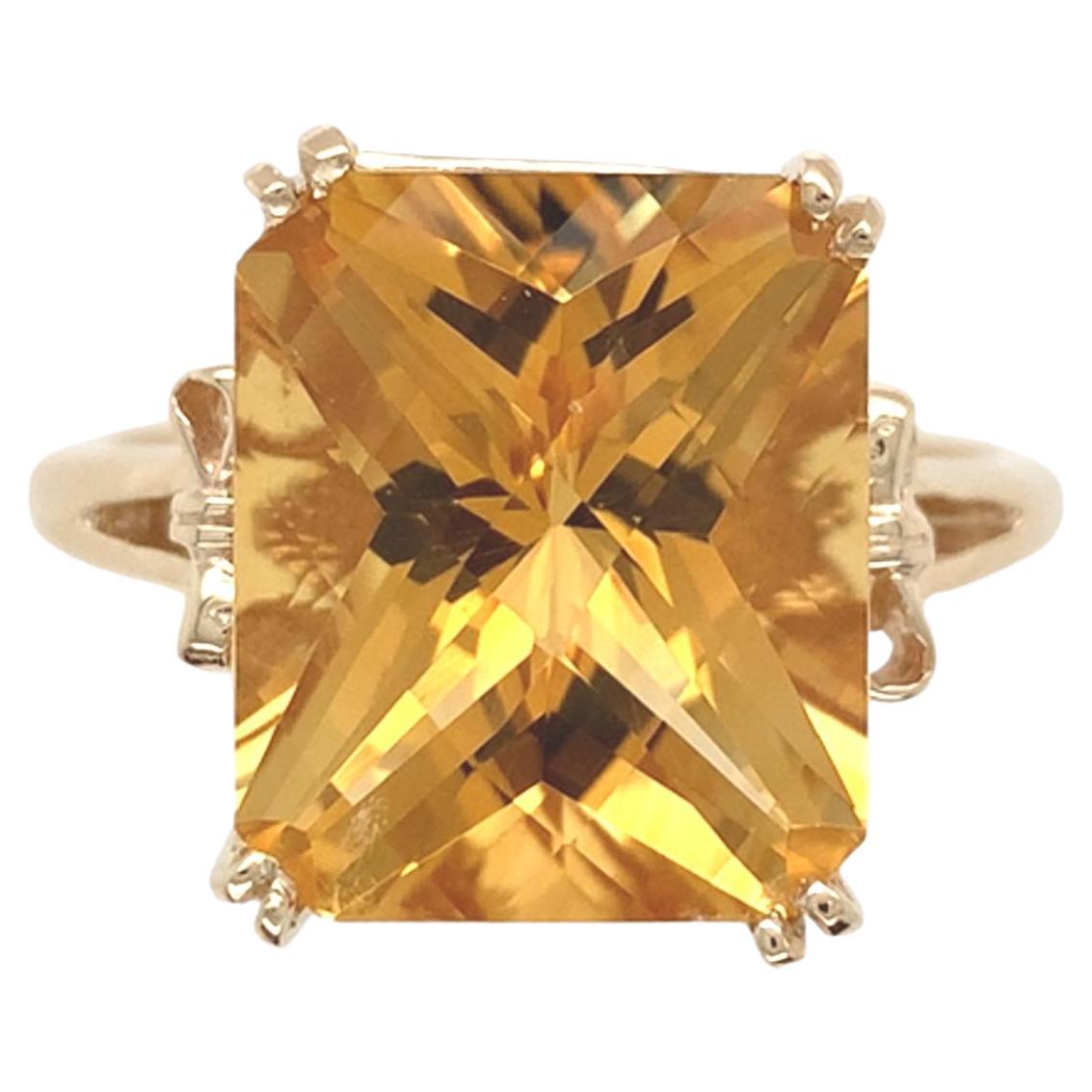Bague en or jaune 14K avec citrine de 7,97 carats et motifs de nœuds taille 10