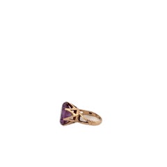 14K Yellow Gold Large Alexandrite Cocktail Ring Prong Set
