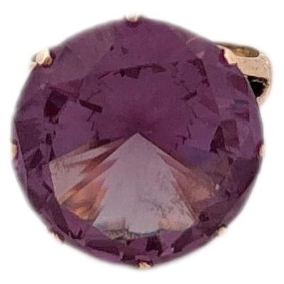 14K Yellow Gold Large Alexandrite Cocktail Ring Prong Set