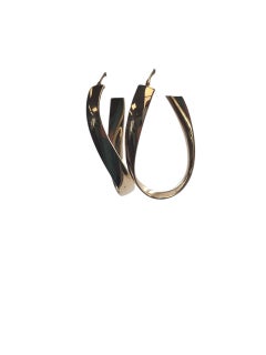 14K Yellow Gold Large Asymmetrical Oval Hoop Earrings #23822